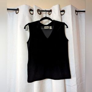 Black Velvet V Neck Top